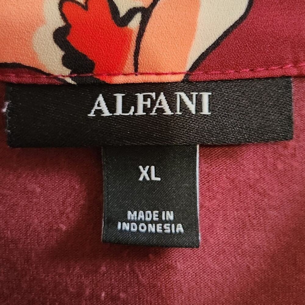 Alfani Mixed Media Cap Sleeve Floral Crimson Blouse Casual Top Red Size XL - Picture 7 of 9
